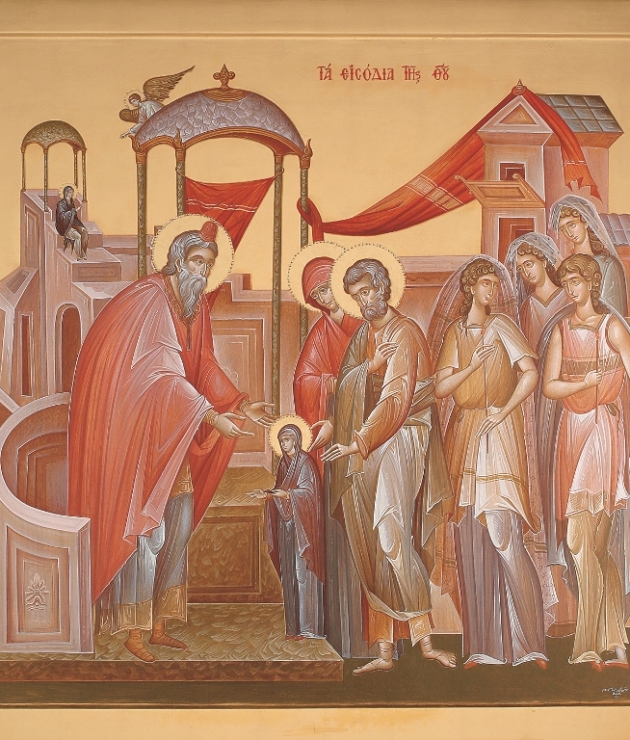 Γ. ΚΟΡΔΗΣ_ΤΑ ΕΙΣΟΔΙΑ ΤΗΣ ΘΕΟΤΟΚΟΥ, ΑΥΓΟΤΕΜΠΕΡΑ ΣΕ ΞΥΛΟ, 70Χ70 ΕΚ.